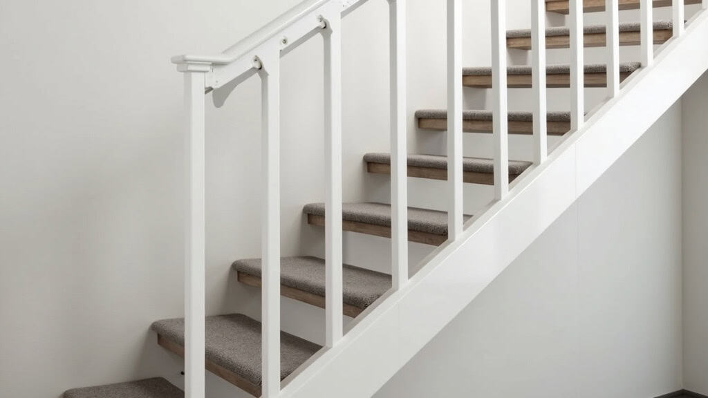 Monte-escalier droit installé dans un escalier intérieur à Valserhône,avec un siège en tissu gris et rail blanc