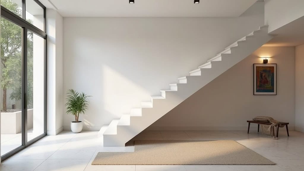 Monte-escalier droit installé dans un hall d