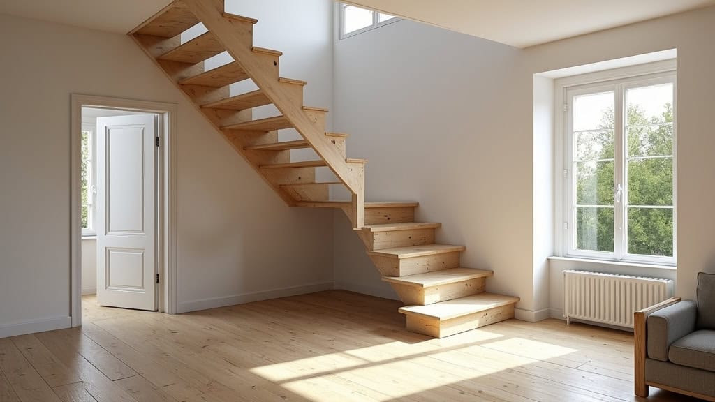 Monte-escalier droit installé dans une maison traditionnelle à La Ville-du-Bois