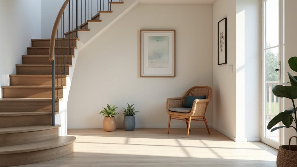 Monte escalier droit installé dans une maison traditionnelle à Plouharnel