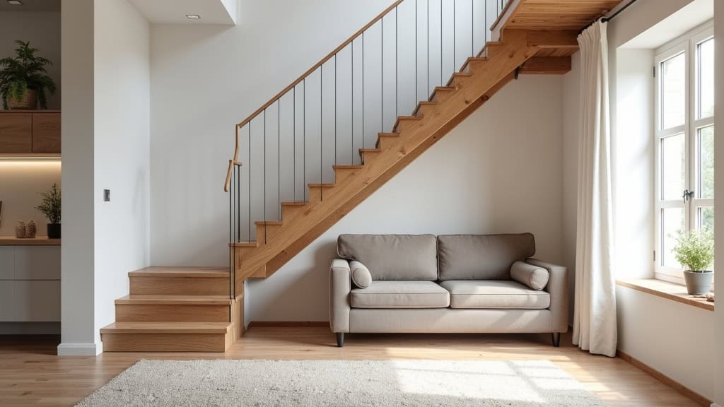 Monte-escalier droit installé dans une maison traditionnelle d