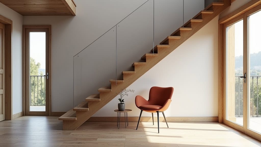 Monte-escalier droit installé dans une maison traditionnelle en Côte-d