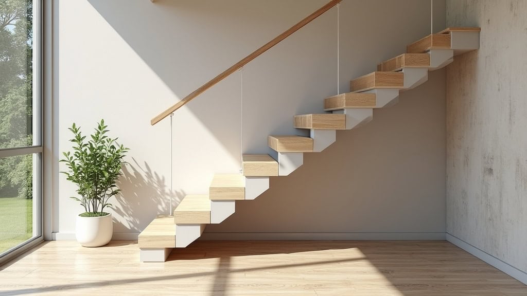 Monte-escalier droit installé dans une maison typique de Magland avec escalier rectiligne