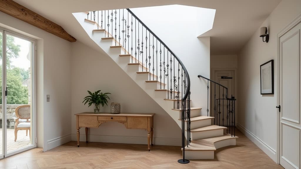 Monte-escalier droit installé sur un escalier droit à Charny, intégration discrète dans une maison ancienne