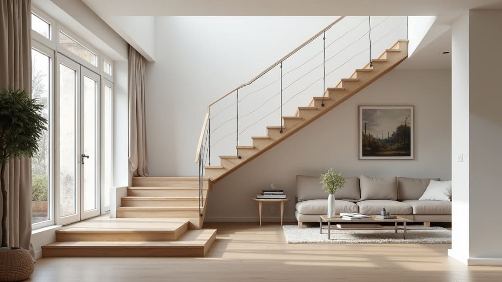 Monte-escalier droit installé sur un escalier droit dans une maison à Morienval