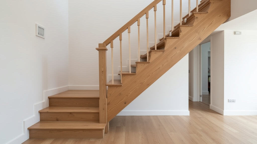 Monte-escalier droit installé sur un escalier en bois dans une maison de Chaumontel, avec siège ergonomique et rail discret
