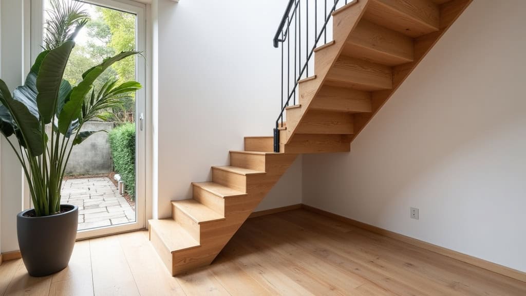 Monte-escalier droit installé sur un escalier en bois dans une maison traditionnelle de Cannes-Écluse