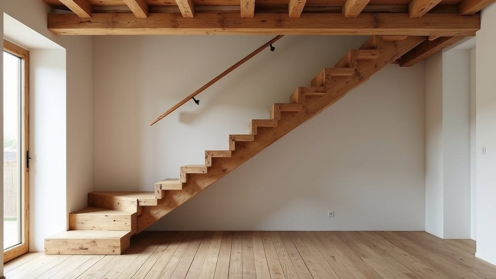 Monte-escalier droit installé sur un escalier en bois dans une maison traditionnelle de Chanonat
