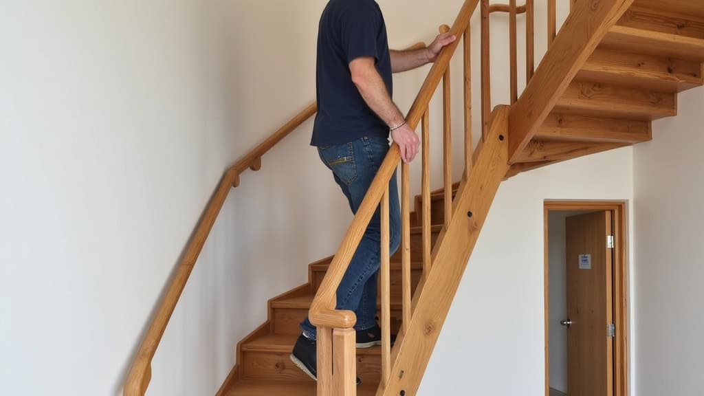 Monte-escalier droit installé sur un escalier en bois dans une maison traditionnelle de Chouilly, avec un utilisateur en train de monter en toute sécurité