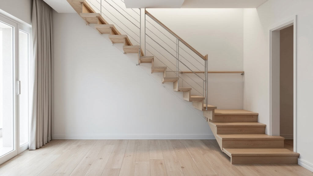 Monte-escalier droit installé sur un escalier en ligne dans une maison d