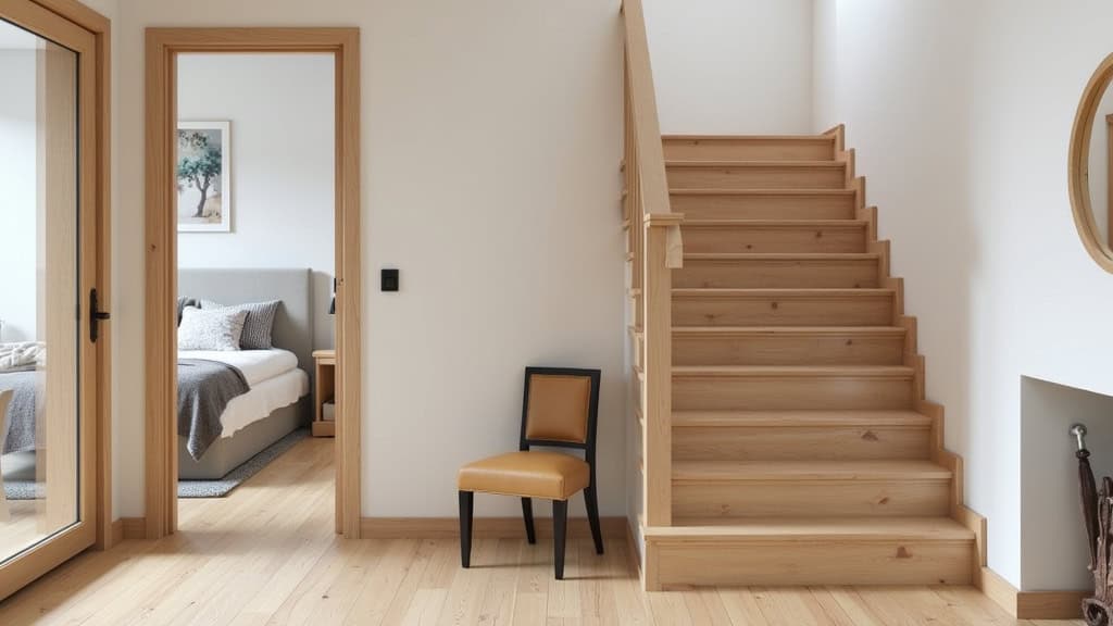 Monte-escalier droit installé sur un escalier intérieur en bois à Cormicy, avec siège confortable et rail discret