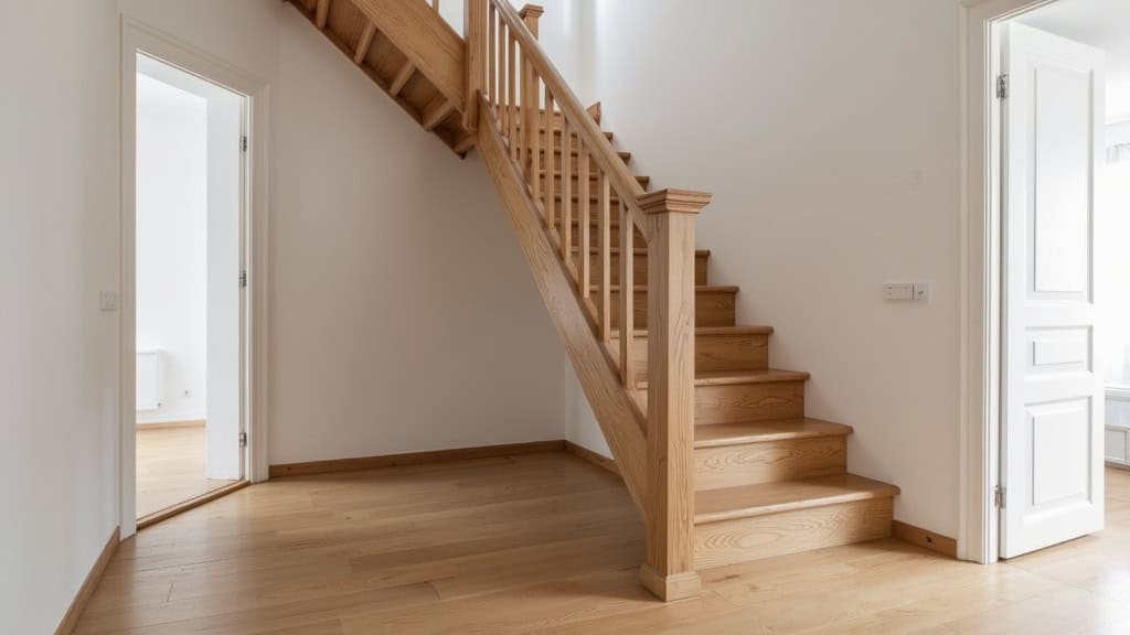Monte-escalier droit installé sur un escalier rectiligne en bois dans une maison traditionnelle d