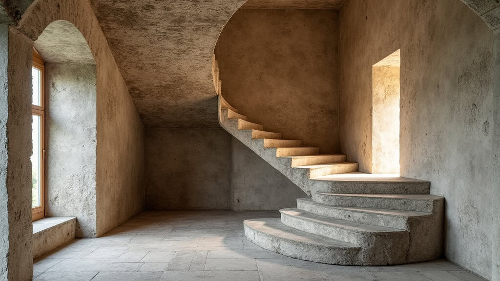 Monte-escalier courbe sur un escalier en L dans une ancienne demeure de Duneau, intégré discrètement dans la structure