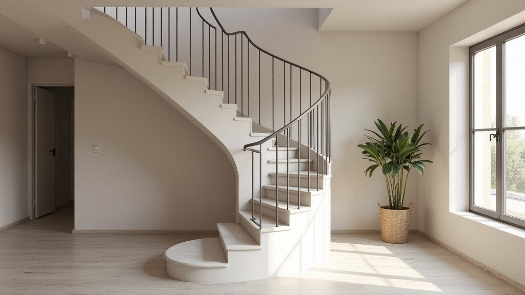 Monte-escalier courbe sur mesure installé dans une maison en pierre à Écaillon, avec virage et palier