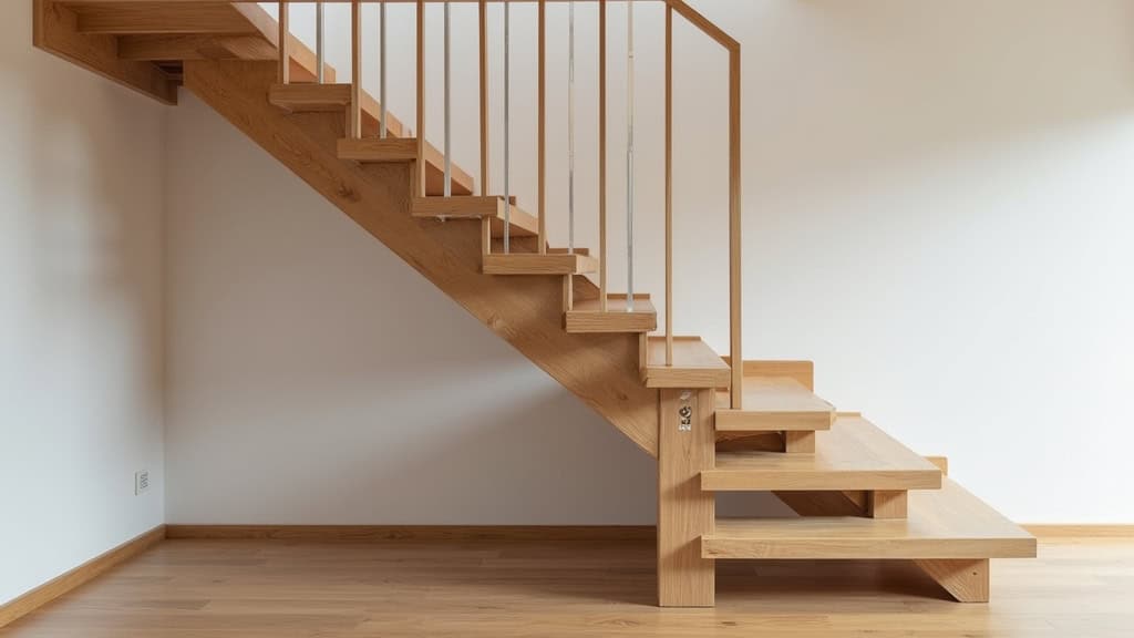 Monte-escalier droit installé sur un escalier en bois dans une maison typique d