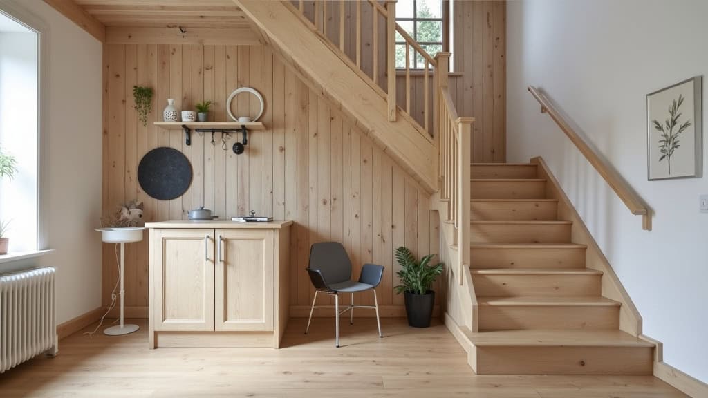 Monte-escalier courbe personnalisé installé sur un escalier en bois avec virage dans une maison traditionnelle d