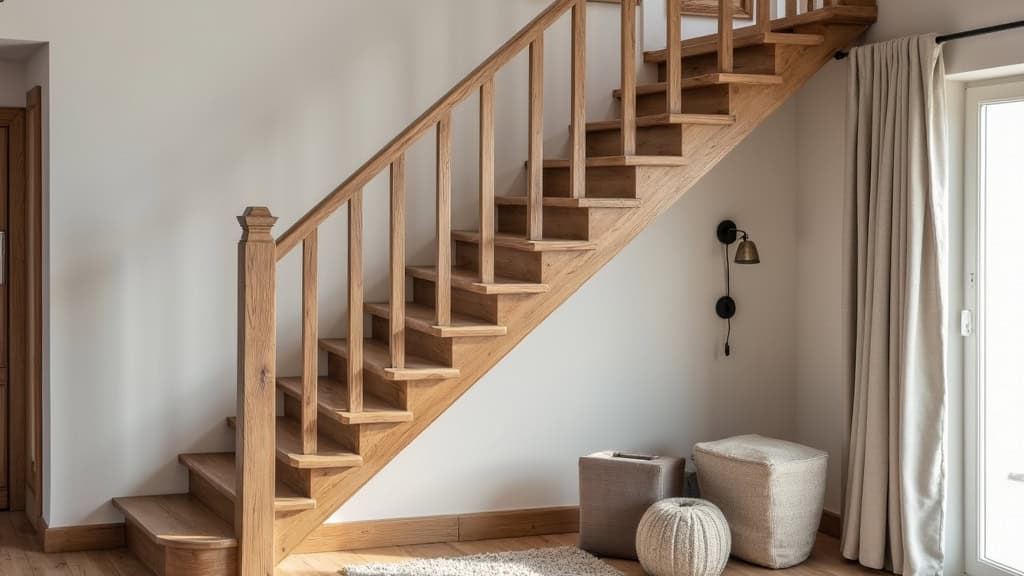 Monte-escalier droit installé sur un escalier en bois dans une maison traditionnelle d