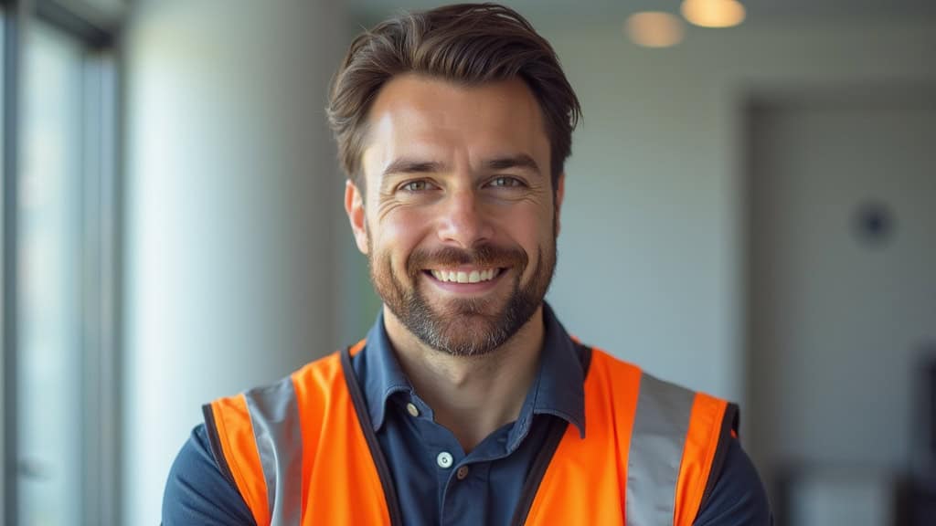 Technicien professionnel en tenue de travail à Esvres, en train de montrer un plan d