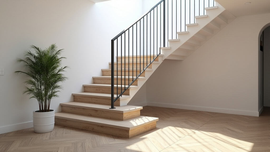 Monte escalier droit installé sur un escalier rectiligne à Éterville