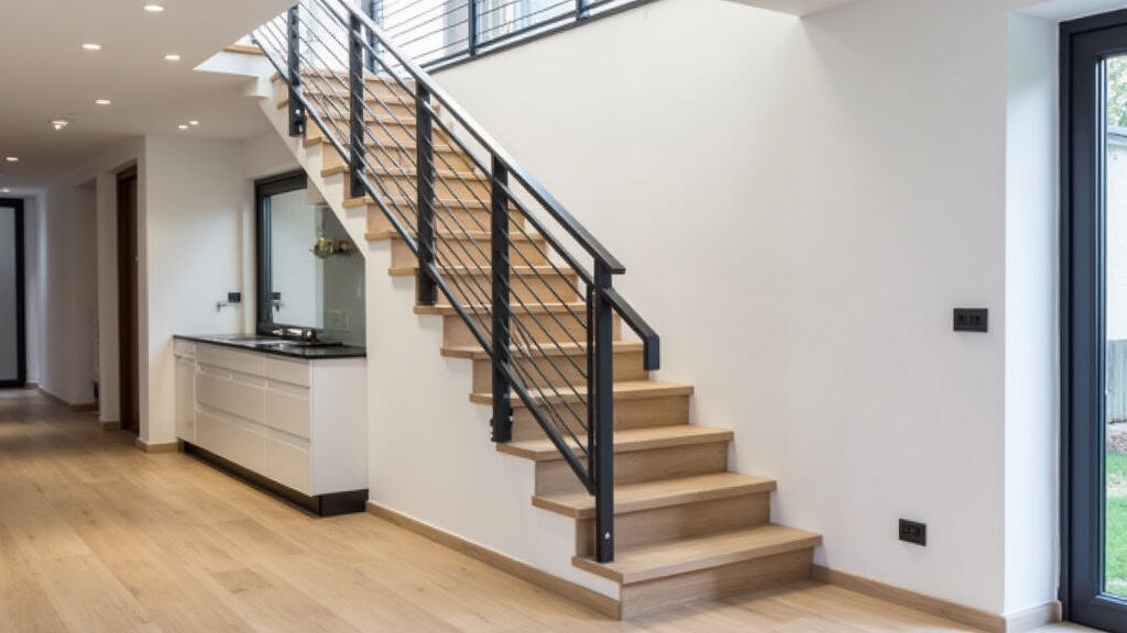 Rail de monte escalier courbe en cours de fabrication sur mesure