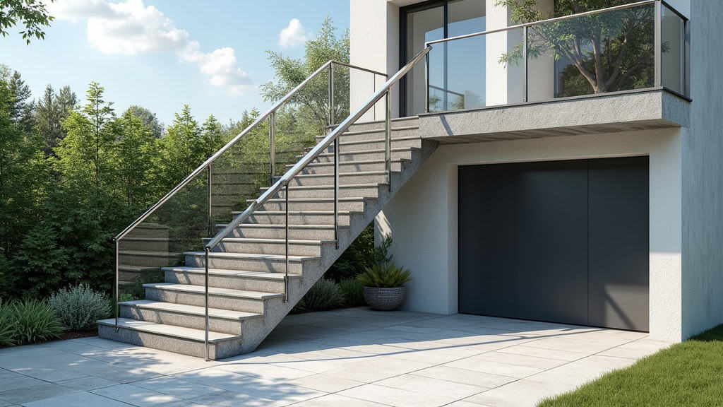 Monte-escalier extérieur en acier inoxydable installé sur les marches d