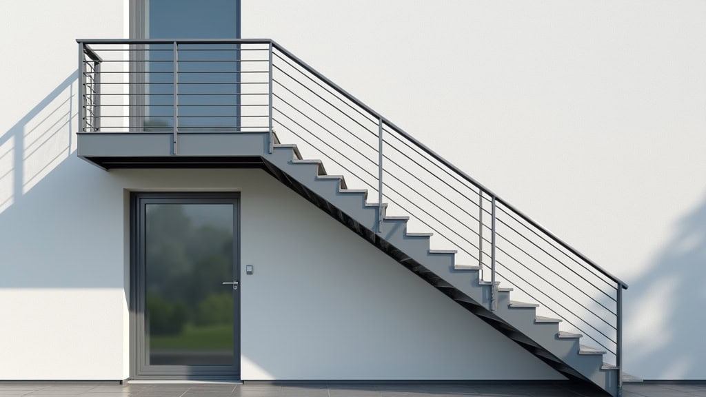 Monte-escalier extérieur en aluminium anodisé installé sur un escalier d