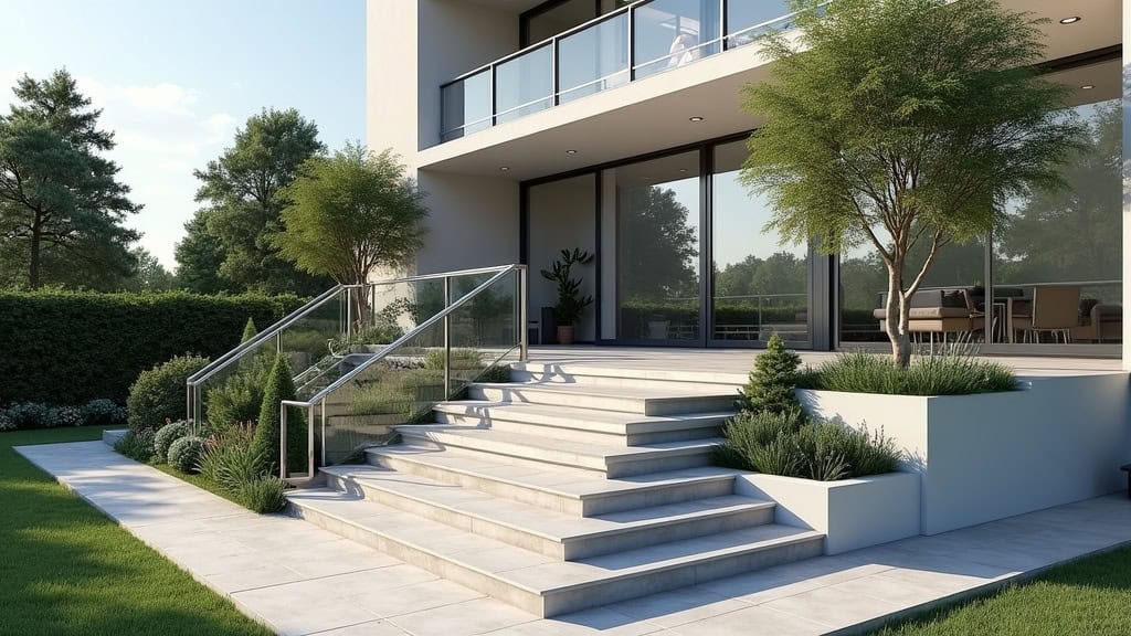 Monte-escalier extérieur en aluminium installé sur les marches en pierre d