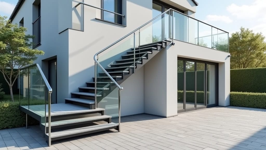 Monte-escalier extérieur en aluminium résistant aux intempéries installé sur les marches d