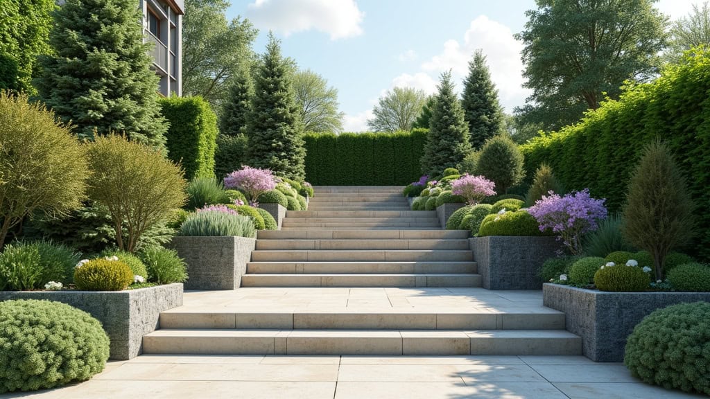 Monte-escalier extérieur en fonctionnement dans un jardin à Bourseul