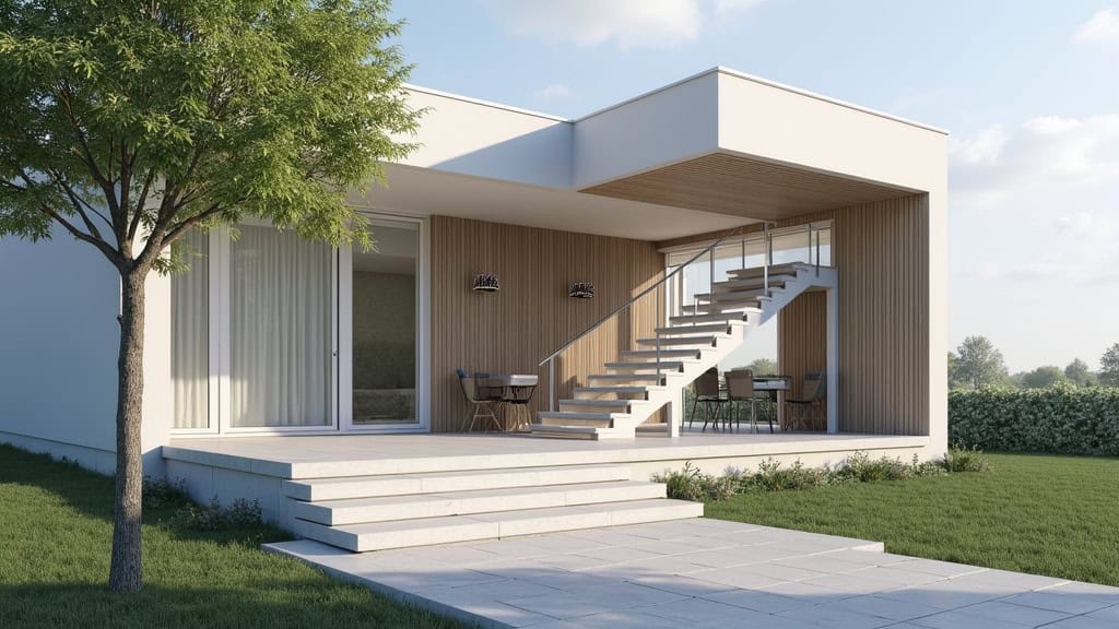 Monte-escalier extérieur en fonctionnement pendant l