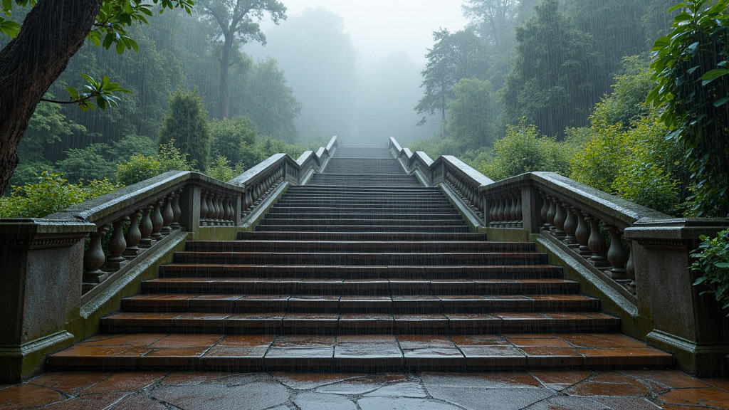 Monte-escalier extérieur en fonctionnement sous la pluie à Monticello