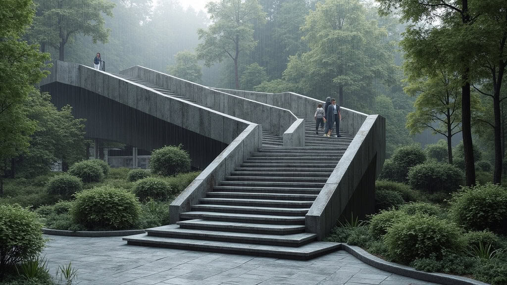 Monte-escalier extérieur fonctionnant par temps de pluie à Uriménil