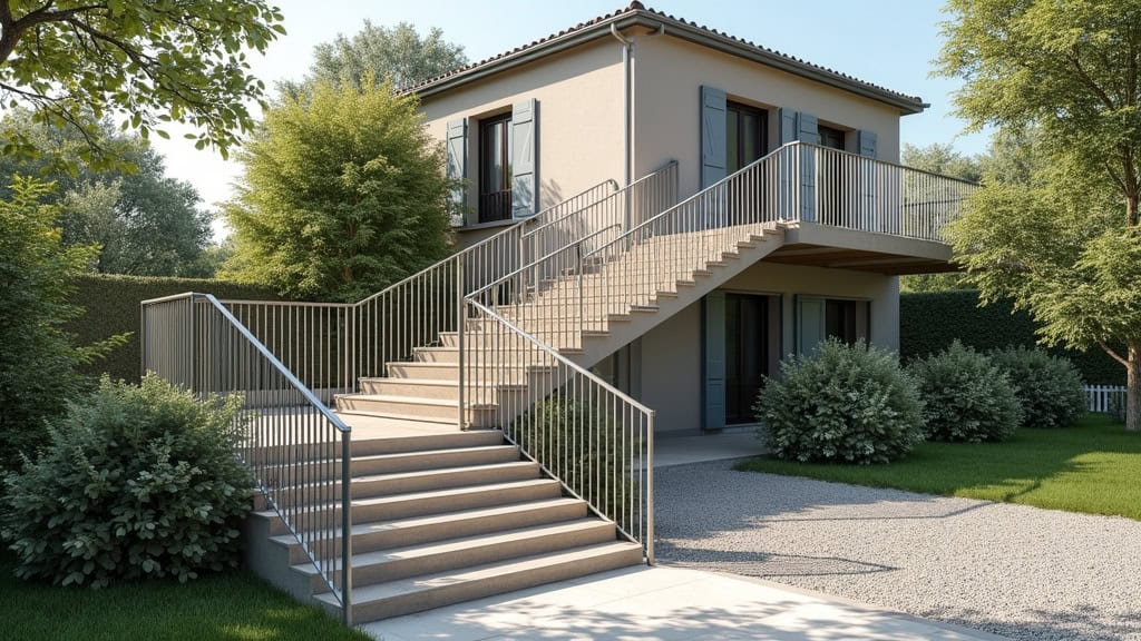 Monte escalier extérieur installé à Boisset-et-Gaujac pour accès sécurisé