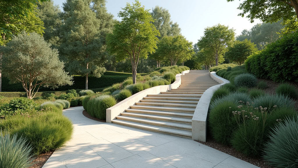 Monte-escalier extérieur installé dans un jardin à Saint-Jouin-Bruneval