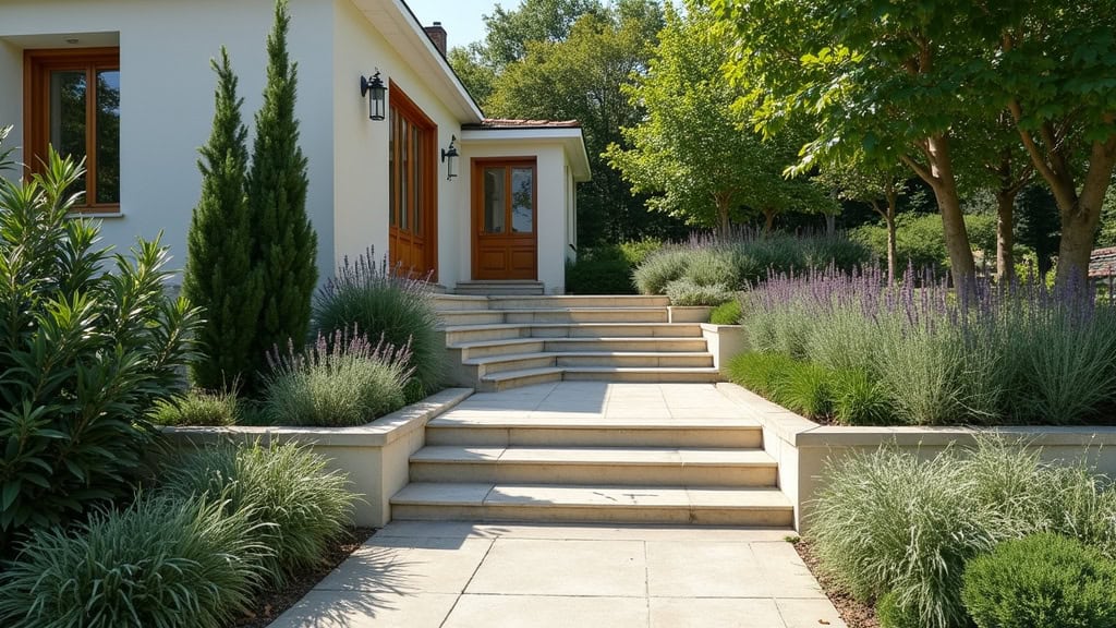 Monte-escalier extérieur installé dans un jardin à Saint-Nizier-sous-Charlieu