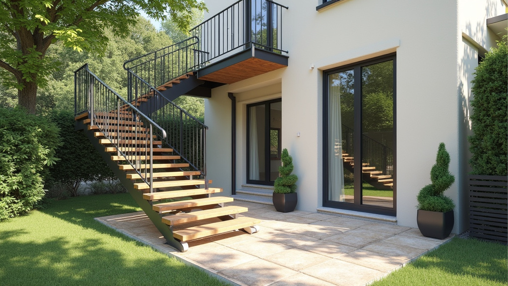 Monte-escalier extérieur installé devant une maison à Clonas-sur-Varèze