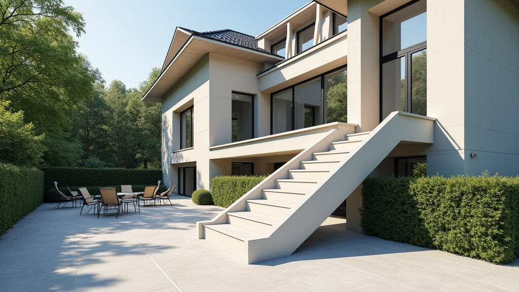 Monte-escalier extérieur installé devant une maison à Genillé