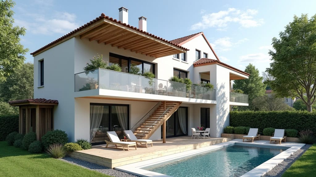 Monte escalier extérieur installé devant une maison à Luriecq
