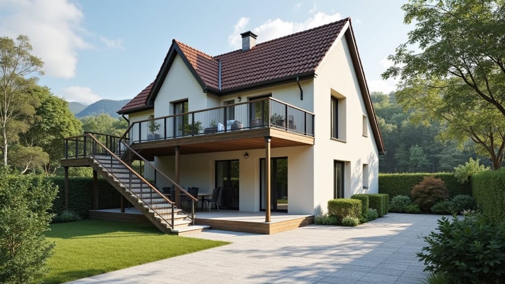 Monte-escalier extérieur installé devant une maison à Quettreville-sur-Sienne