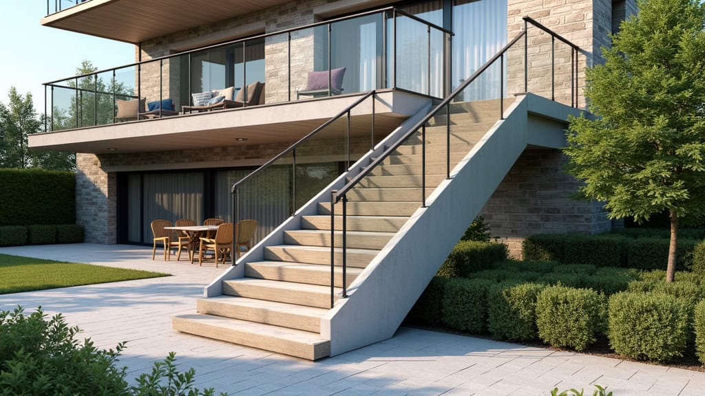 Monte-escalier extérieur installé pour accéder à une terrasse à Lafox