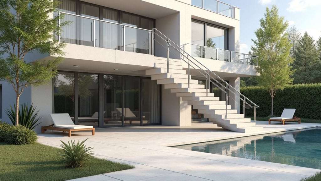 Monte-escalier extérieur installé sur le perron d