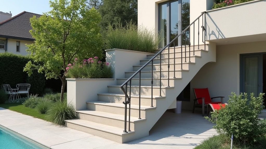 Monte-escalier extérieur installé sur le perron d