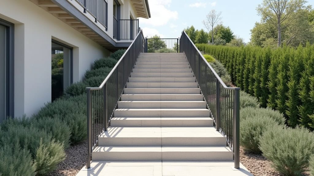 Monte-escalier extérieur installé sur un escalier extérieur à Eslettes