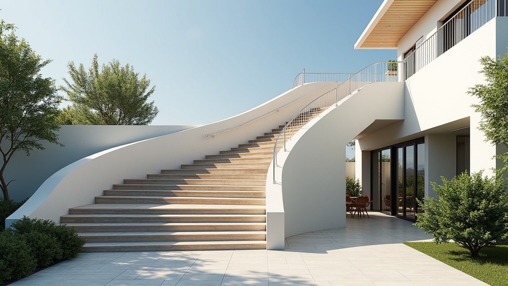 Monte-escalier extérieur installé sur un escalier menant à une terrasse à Le Port-Marly