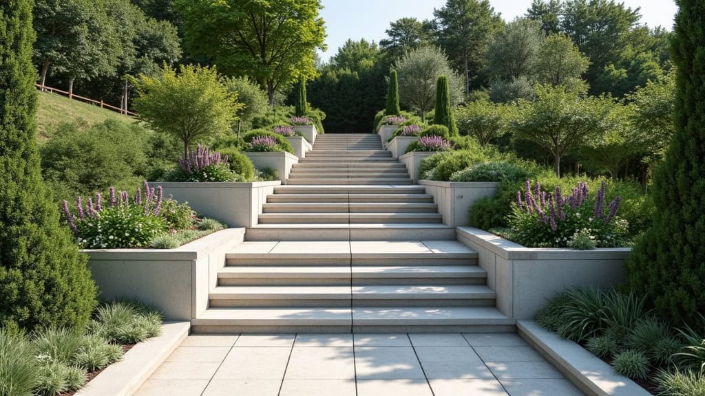 Monte-escalier extérieur installé sur un perron à Buschwiller, accès jardin