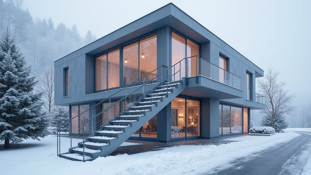 Monte-escalier extérieur installé sur un perron à Cars en conditions météorologiques réelles