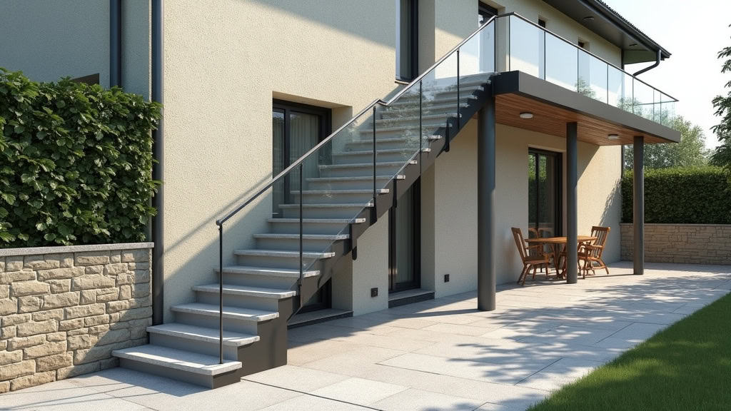 Monte-escalier extérieur installé sur un perron en pierre à Amélie-les-Bains-Palalda, avec housse de protection intégrée