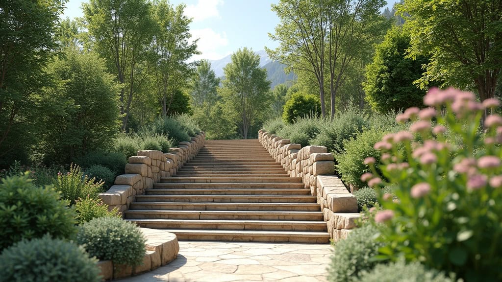 Monte-escalier extérieur installé sur une volée de marches de jardin à Guînes