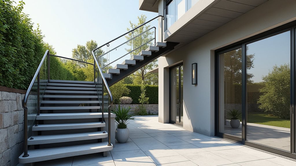 Monte-escalier extérieur résistant aux intempéries installé à Boisset-Saint-Priest