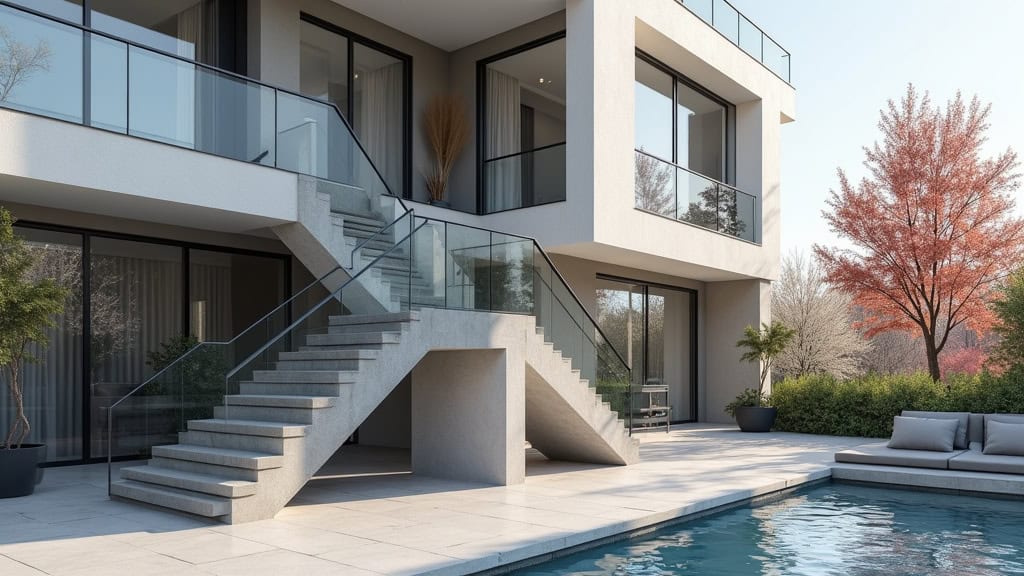 Monte-escalier extérieur résistant aux intempéries installé sur l